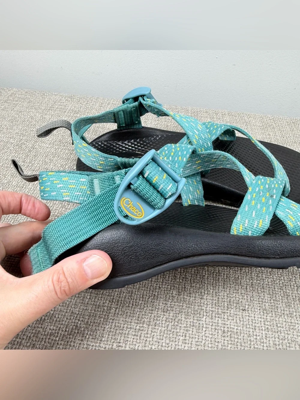 CHACO KID'S Z/1 ECOTREAD SANDALS Clip Aqua Teal Strappy Outdoors Hiking Size 5